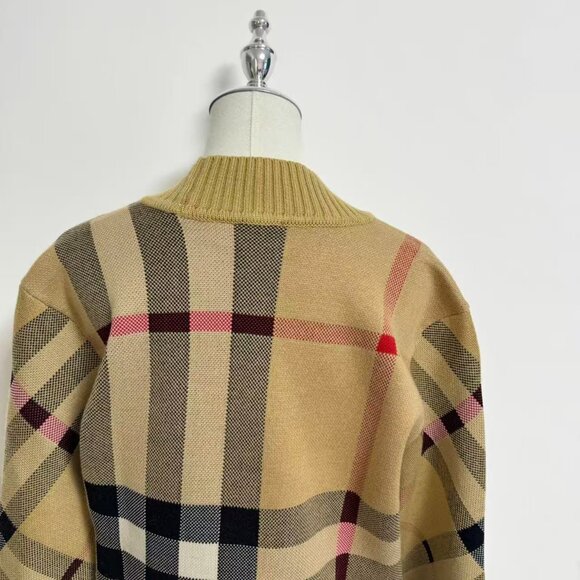 Burberry Beige Wool-Blend Check Cardigan - Picture 9 of 12